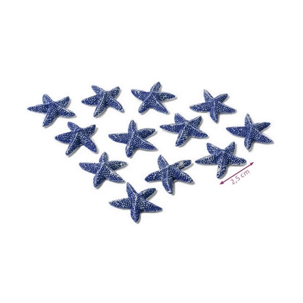 Lot de 12 Étoiles de Mer bleues adhésives, en résine, dim. 2,5 cm, décoration maritime à coller - Photo n°1