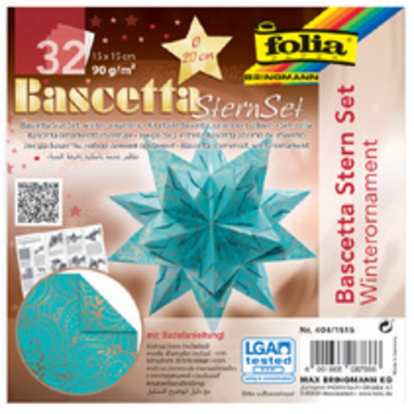 Feuilles de papier pliable étoile Bascetta turquoise - Photo n°1