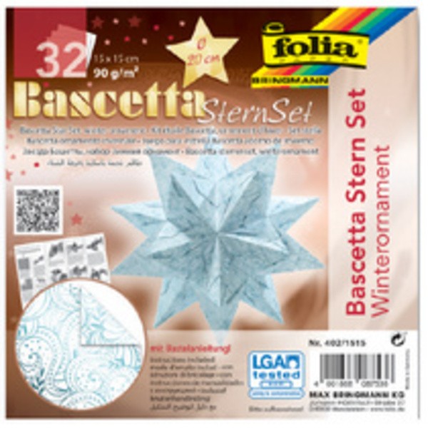 Feuilles de papier pliable étoile Bascetta, bleu glace - Photo n°1