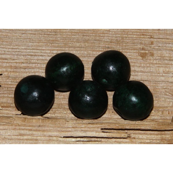 Lot de 5 perles rondes en bois vert foncé de 16 mm de diamètre. - Photo n°2