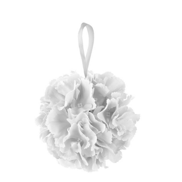 Boule de fleurs mariage blanche D.11cm - Photo n°1