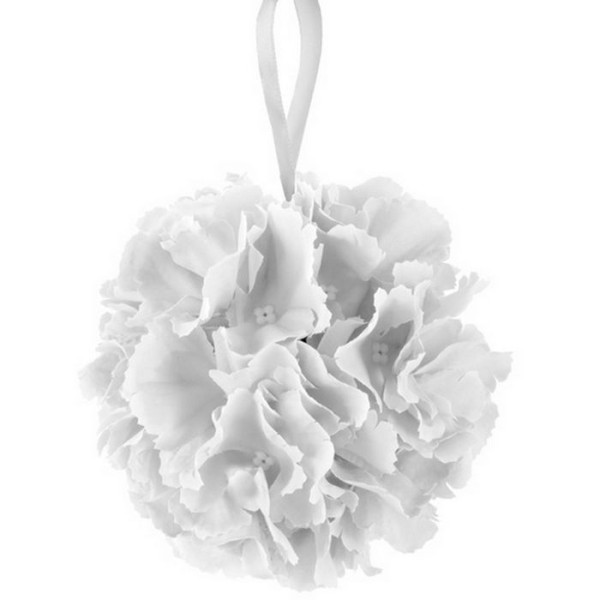 Boule de fleurs mariage blanche D. 17cm - Photo n°1