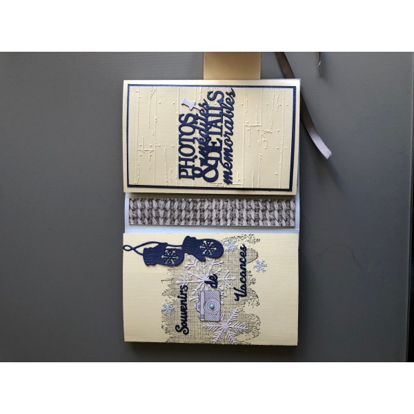 Kit scrapbooking mini album d'hiver (ski) 20/13/4 cm tutoriel et matériel fourni - Photo n°3