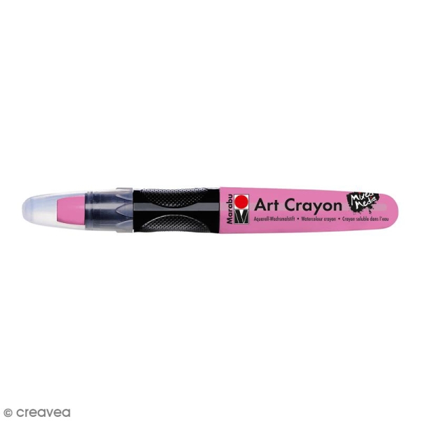 Crayon cire aquarelle - Art Crayon - Mixed Media - Rose - Photo n°1