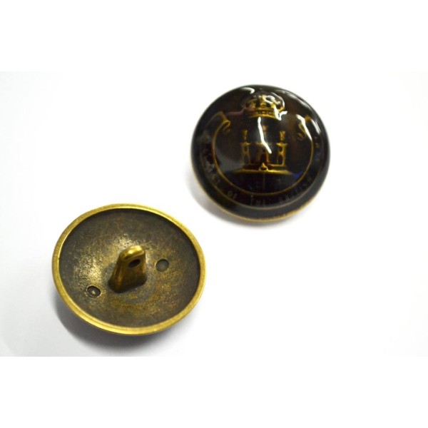 Bouton métal blason émaillé chocolat et bronze 28mm - Photo n°1
