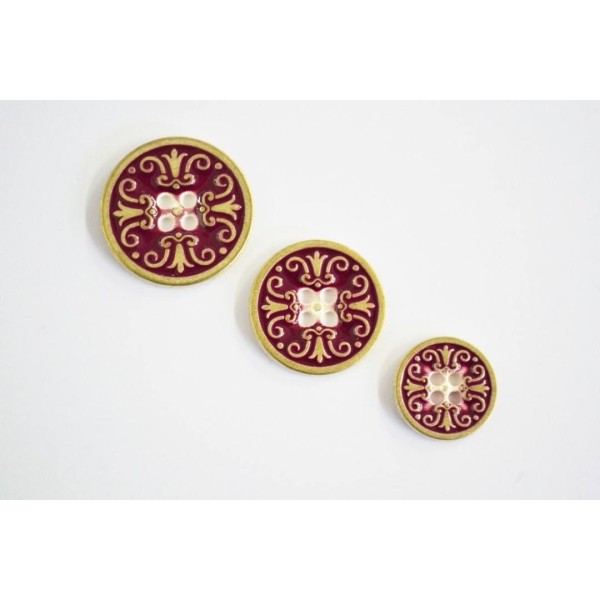 Bouton métal motif lys royal prune 22mm - Photo n°1