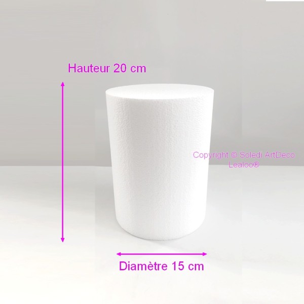 Cylindre en polystyrène diam. 15 x haut. 20 cm, Colonne en Styropor blanc pour présentoir, de densit - Photo n°2