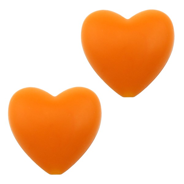 Perle en Silicone Orange Coeur 24mm x 20mm, Creation Attache Tetine, Bijoux - Photo n°1