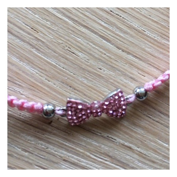 Kit bracelet tressé noeud rose et fil rose - Photo n°2