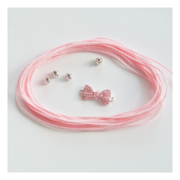 Kit bracelet tressé noeud rose et fil rose - Photo n°3