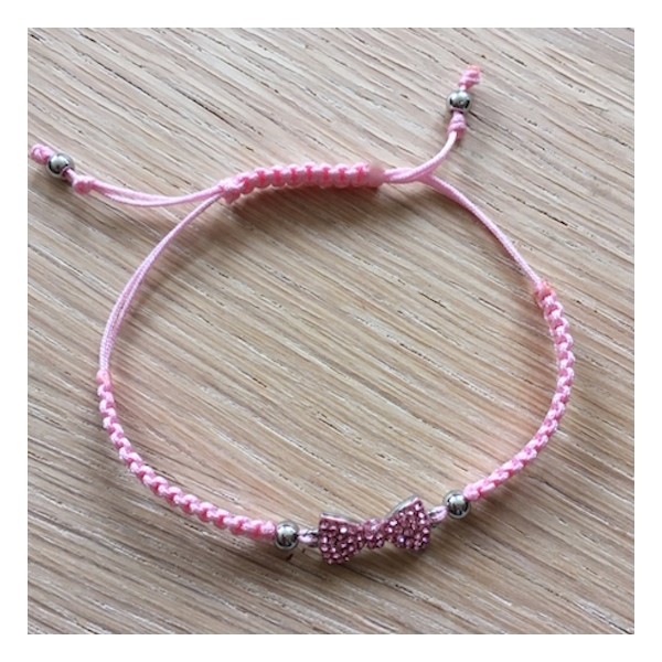 Kit bracelet tressé noeud rose et fil rose - Photo n°1