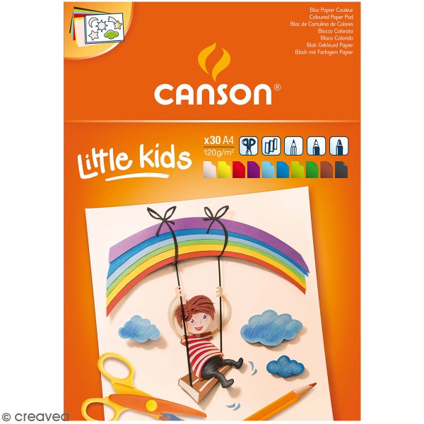 Bloc papier création Canson little kids - Couleur - A4 - 30 feuilles - Photo n°1
