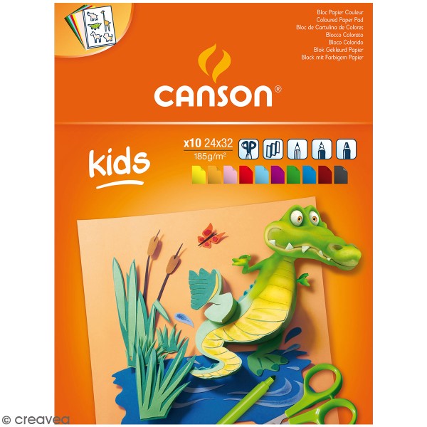 Bloc papier création Canson kids - Couleur - 24 x 32 - 10 feuilles - Photo n°1