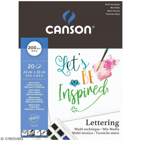Bloc Canson Papier Lettering Mix media - 24 x 32 cm - 20 feuilles - Photo n°1