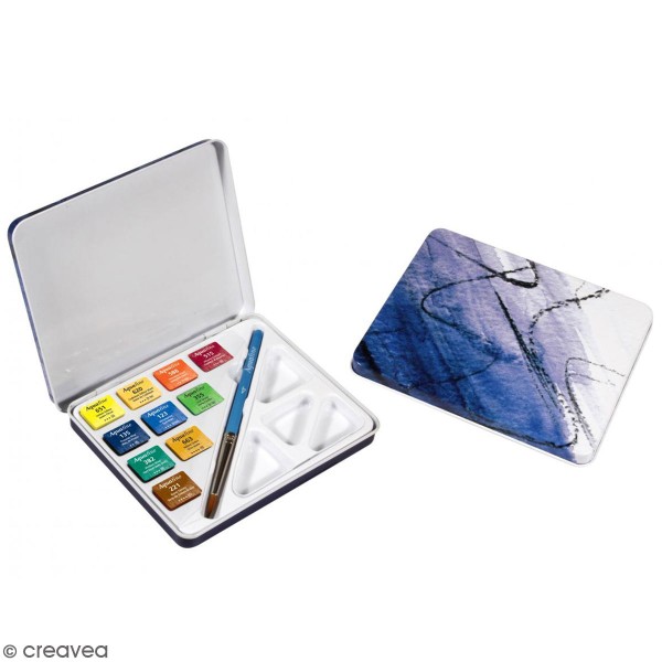 Mini boîte aquarelle de voyage - 10 couleurs - Photo n°1