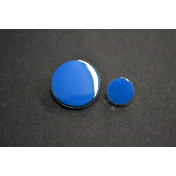 Bouton plastique base transparente finition bleu indien 20mm - Photo n°1