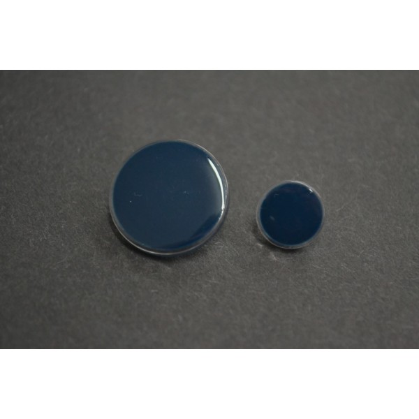 Bouton plastique base transparente finition bleu pétrole 20mm - Photo n°1