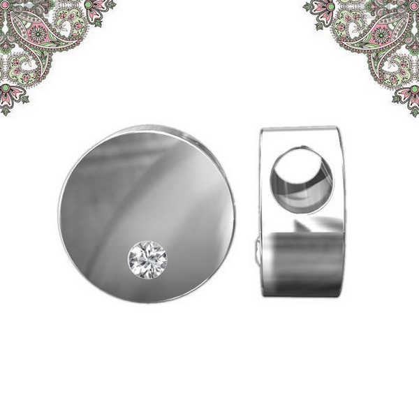 Argent 925 Perle Ronde 3D avec strass swarovski 8*8 mm, idéal avec perles lettres d alphabet - Photo n°1