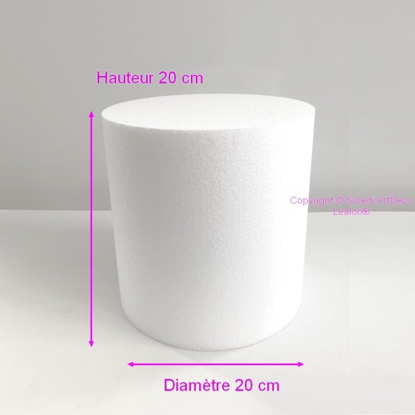 Cylindre en polystyrène diam. 20 x haut. 20 cm, Colonne en Styropor blanc pour présentoir, dummy - Photo n°4
