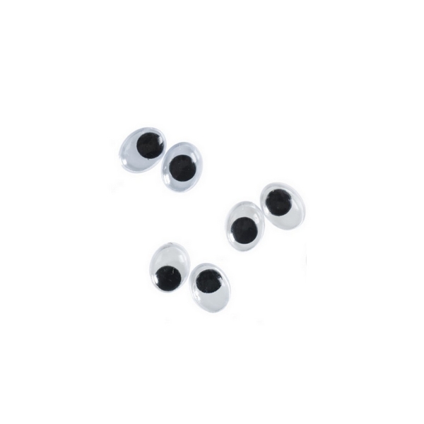 Lot de 6 Yeux Ovales 15x10mm, à pupille mobile, en plastique, 3 paires à coller - Photo n°1