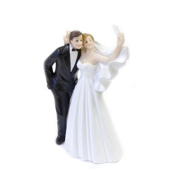 Figurine couples mariés Selfie 14 cm - Photo n°1