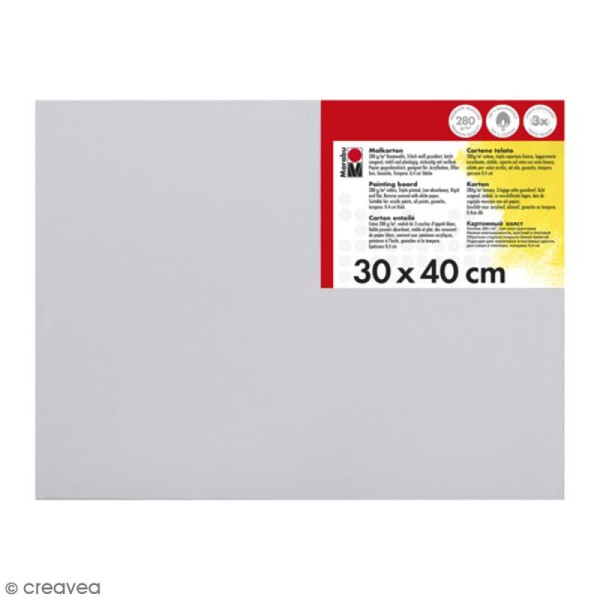 Carton entoilé en coton blanc - 30 x 40 cm - Photo n°1