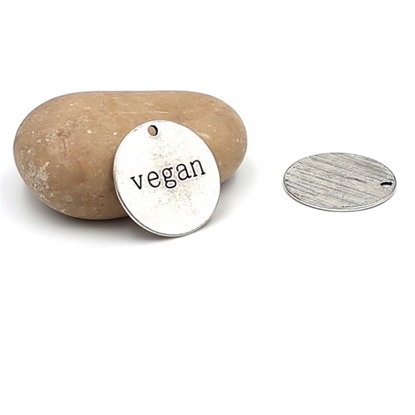 10 Breloques Rondes Vegan 24mm Argent Mat - Photo n°1
