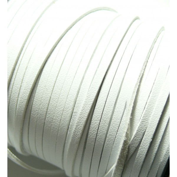 10m de cordon en suédine aspect cuir Blanc PG1523 qualité - Photo n°1