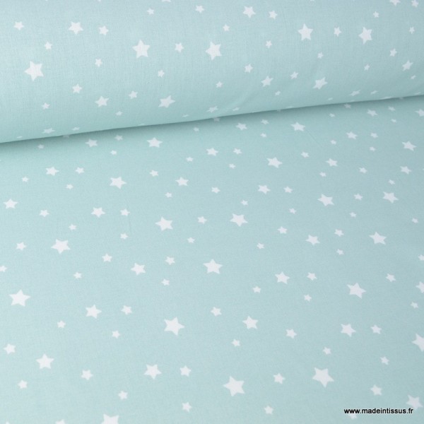 Tissu coton oeko tex imprimé étoiles CELADON - Photo n°1