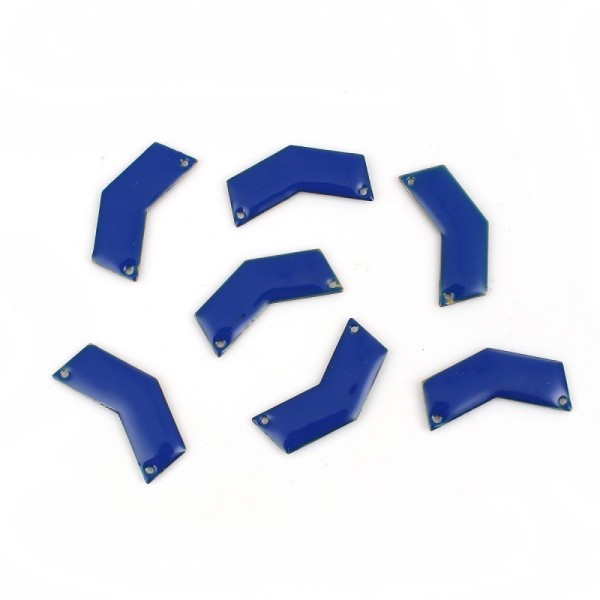 5 Connecteurs Sequins Emaillés Double Face bleu Forme de V 30mm x 15mm - Photo n°1