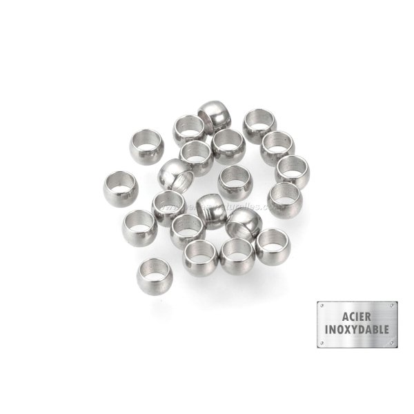 100 Perles à Ecraser 2.5x1.5mm - Acier Inox - Photo n°1