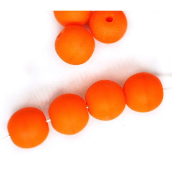40pcs Orange Mat Opaque Ronde Druk Entretoise de Semences de Verre tchèque Perles de 6mm - Photo n°1