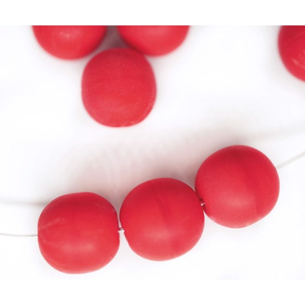 20pcs Mat Corail Rouge Opaque Ronde Druk Entretoise de Semences de Verre tchèque Perles de 8mm - Photo n°1