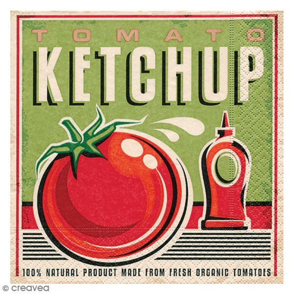 Serviette en papier - Vintage Tomato ketchup - Photo n°1