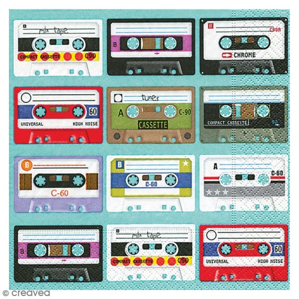 Serviette en papier - Vintage Cassettes - Photo n°1