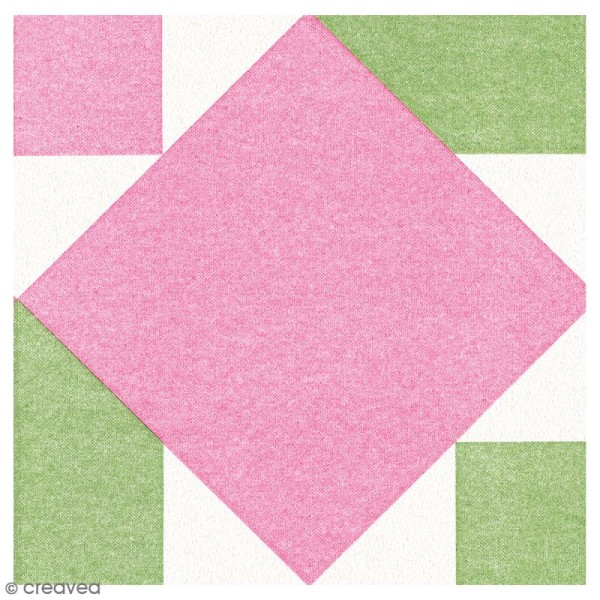 Serviettes Origami Lotus à plier - Rose, vert et blanc - 12 pcs - Photo n°2