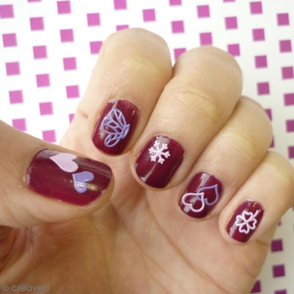 Peel off nail art - Nail tattoo - Violet foncé - 250 pcs - Photo n°2