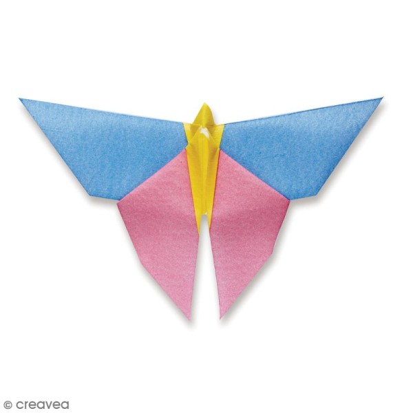 Serviette Origami Papillon à plier - Rose, blanc & jaune- 12 pcs - Photo n°3