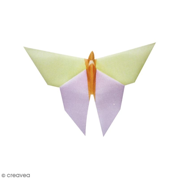 Serviette Origami Papillon à plier - Lilas, blanc et orange - 12 pcs - Photo n°3