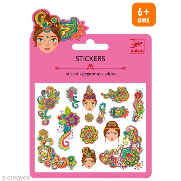 Djeco Mini stickers pailletés - Indien - 14 pcs - Photo n°1