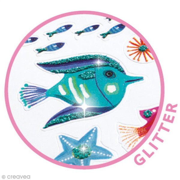 Djeco Mini stickers pailletés - Sous la mer - 21 pcs - Photo n°2