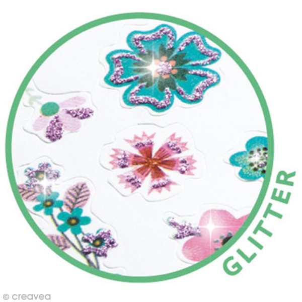 Djeco Mini stickers pailletés - Petites fleurs - 24 pcs - Photo n°2