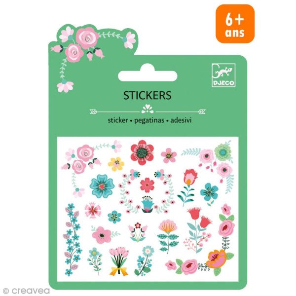 Djeco Mini stickers pailletés - Petites fleurs - 24 pcs - Photo n°1