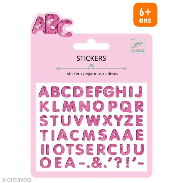 Djeco Mini stickers pailletés - Lettres 3D - 50 pcs - Photo n°1