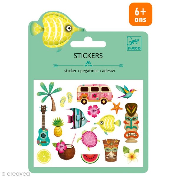 Djeco Mini stickers puffy - Hawaï - 19 pcs - Photo n°1