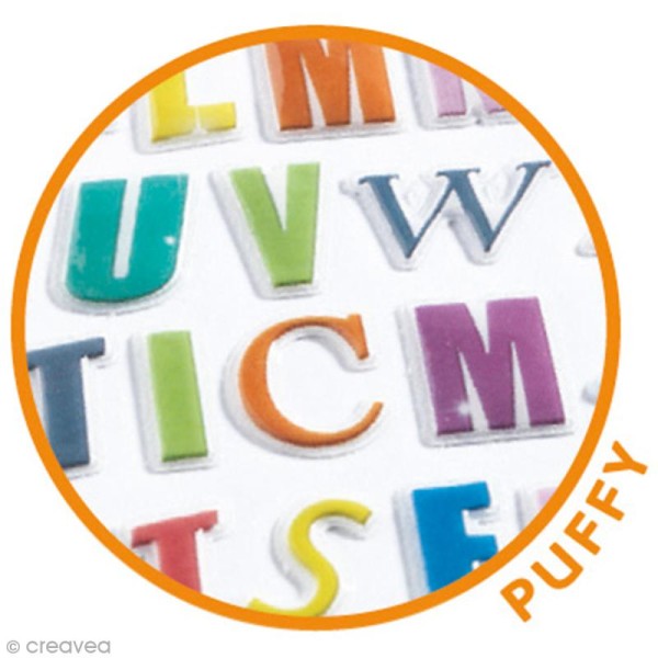 Djeco Mini stickers puffy - Lettres colorées - 47 pcs - Photo n°2