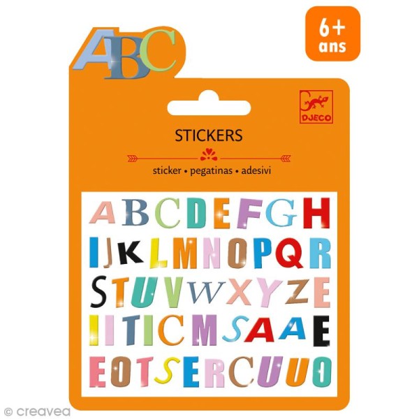 Djeco Mini stickers puffy - Lettres colorées - 47 pcs - Photo n°1