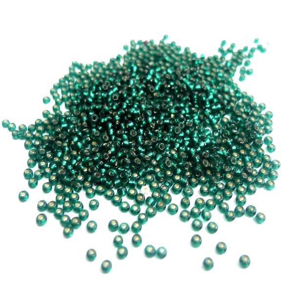Perles de rocailles en verre 9° (ø2,5mm) Vert canard diamanté -boîte de 50 gr. - Photo n°1