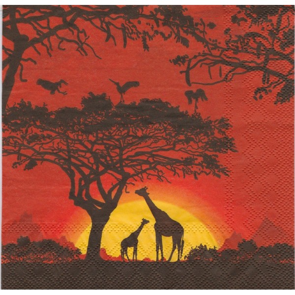 4 Serviettes en papier Afrique Safari Girafe Format Lunch Decoupage 13308270 Ambiente - Photo n°1