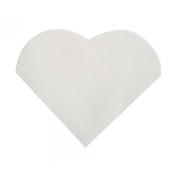 Mini serviettes cocktail forme cœur blanc (x20) - Photo n°1